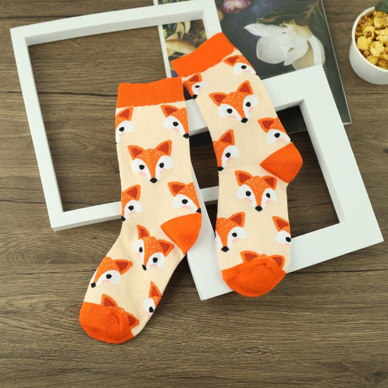 Fox Pattern Mid Tube Socks for Women