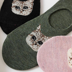 5 Pairs Cat Pattern Socks Low Cut Ankle Stockings