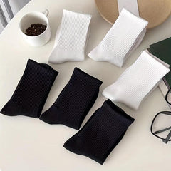 6 Pairs Solid Socks Comfy & Breathable Women's Stockings