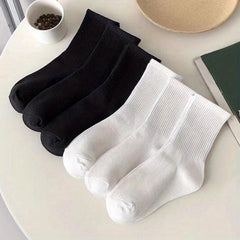 6 Pairs Solid Socks Comfy & Breathable Women's Stockings
