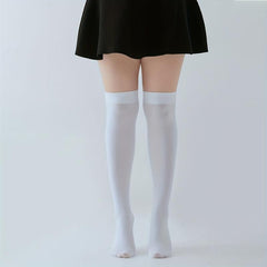 2 Pairs Solid Thigh High Socks College Style Over The Knee Stockings