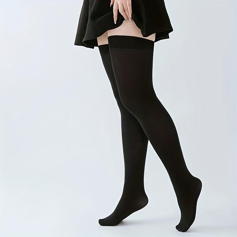 2 Pairs Solid Thigh High Socks College Style Over The Knee Stockings
