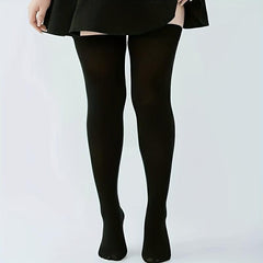 2 Pairs Solid Thigh High Socks College Style Over The Knee Stockings