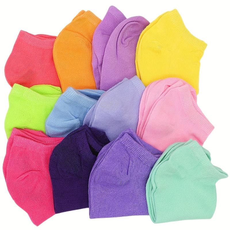 10 Pairs Casual Solid Short Socks Low Cut Ankle Socks Women's Stockings