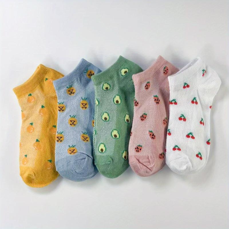 5 Pairs Fruit Pattern Socks Low Cut Ankle Socks Women's Stockings