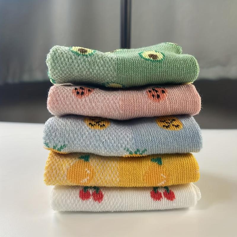 5 Pairs Fruit Pattern Socks Low Cut Ankle Socks Women's Stockings