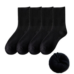 4 Pairs Warm Winter Socks Cotton Crew Length Women's Stockings