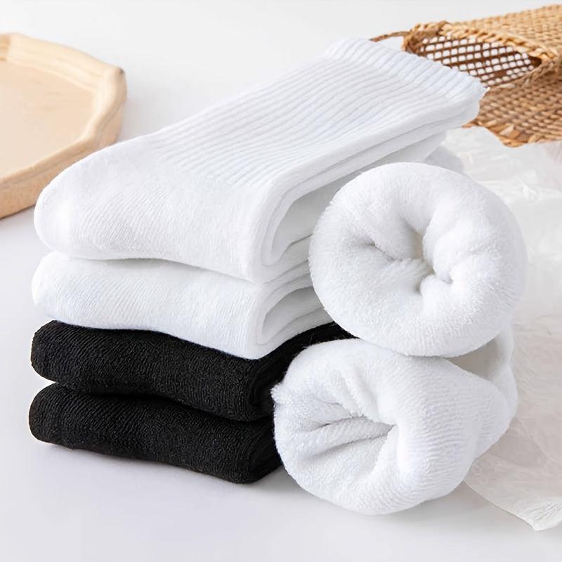 4 Pairs Warm Winter Socks Cotton Crew Length Women's Stockings