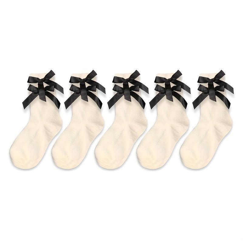 Bow Decor Crew Socks Sweet & Lolita Stockings Women's Hosiery