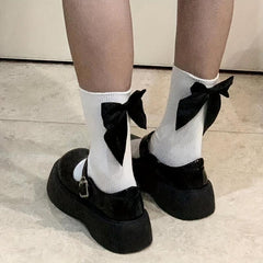 Bow Decor Crew Socks Sweet & Lolita Stockings Women's Hosiery