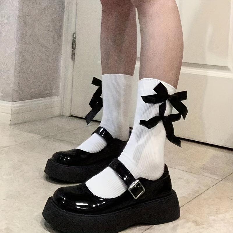 Bow Decor Crew Socks Sweet & Lolita Stockings Women's Hosiery