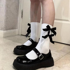 Bow Decor Crew Socks Sweet & Lolita Stockings Women's Hosiery