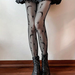 Moon & Star Fishnet Tights High Waist Mesh Pantyhose