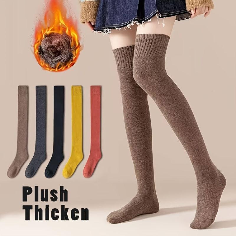 Warm Thick Knee Socks Anti Drop Extended Cotton Blend Women