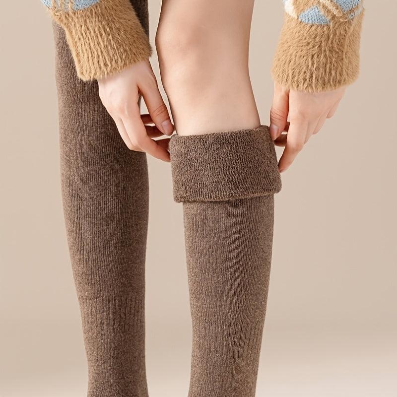 Warm Thick Knee Socks Anti Drop Extended Cotton Blend Women