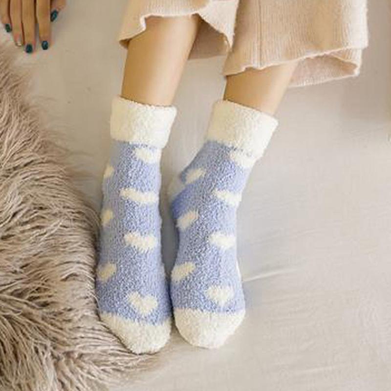 Heart Pattern Coral Fleece Winter Socks Women's Stocking