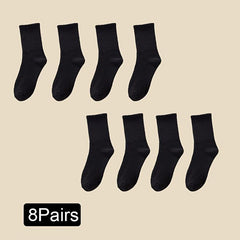 8 Pairs Classic Solid Crew Sports Socks Women's Stockings