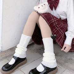 Y2K Style Rib Knit Leg Warmers Knee High Socks