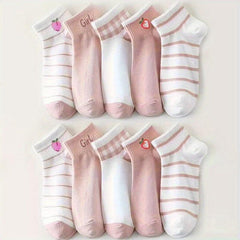 10 Pairs Cartoon Animal Print Socks & Low Cut Short Socks Women's Stockings