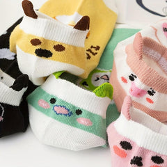 10 Pairs Cartoon Animal Print Socks & Low Cut Short Socks Women's Stockings