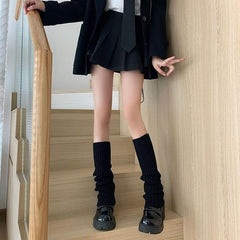 Rib Knit Knee High Leg Warmer Socks for Women