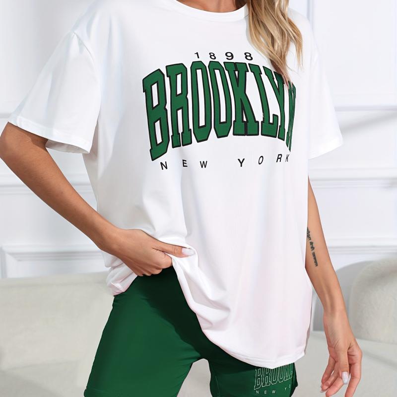Short Sleeve Crew Neck Lounge Set Soft Shorts Women's Loungewear