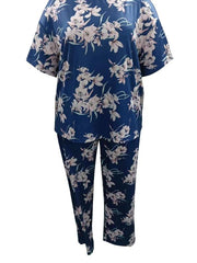 Floral Print Pajamas Set Short Sleeve Top & Pants
