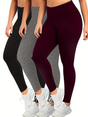 3 Pack Plus Size Tummy Control Yoga Leggings Set