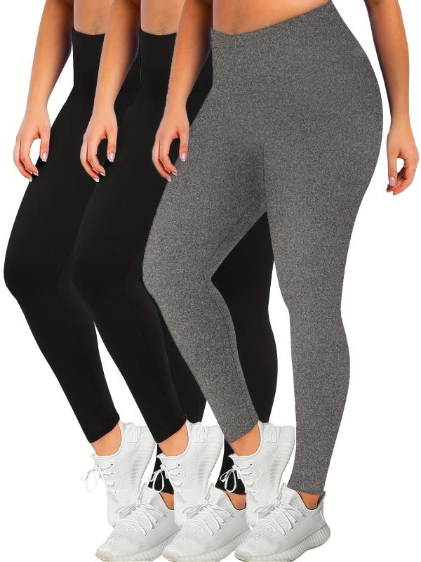 3 Pack Plus Size Tummy Control Yoga Leggings Set