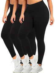 3 Pack Plus Size Tummy Control Yoga Leggings Set