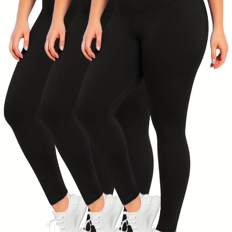 3 Pack Plus Size Tummy Control Yoga Leggings Set