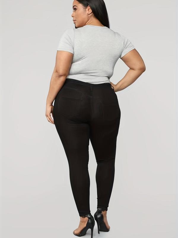 Casual Plus Size Button Fly Skinny Jeans