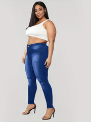 Casual Plus Size Button Fly Skinny Jeans