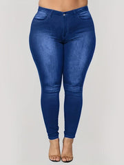 Casual Plus Size Button Fly Skinny Jeans