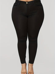 Casual Plus Size Button Fly Skinny Jeans