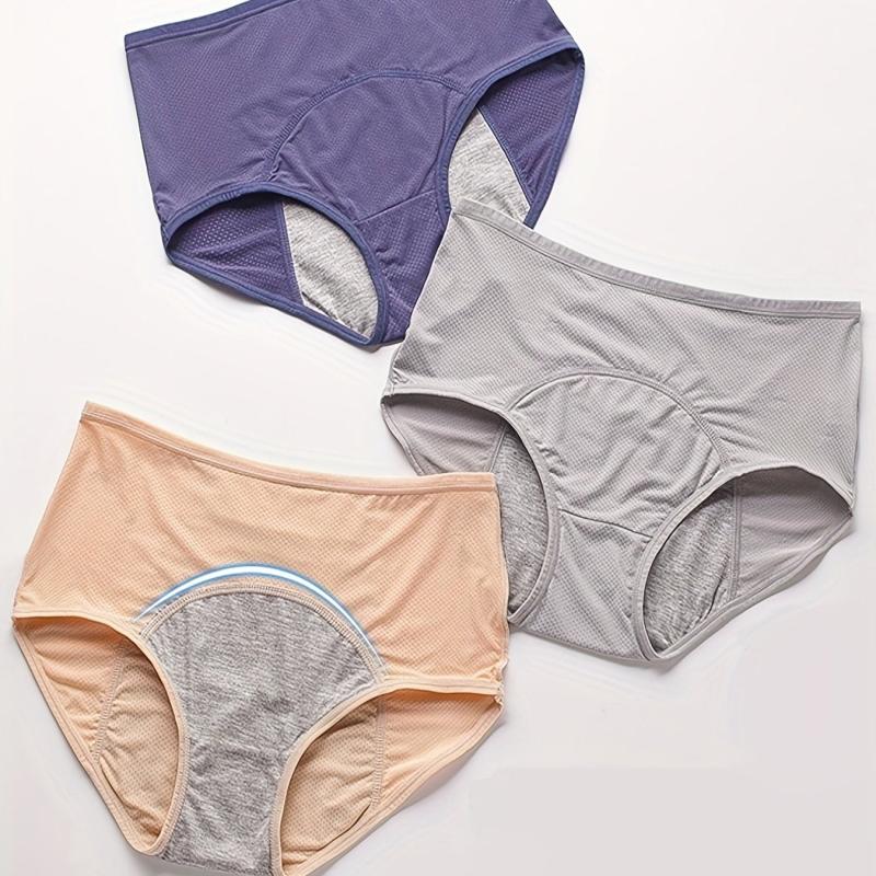 3 Pack Plus Size Period Panties Set High Rise Leakproof Three Piece Set