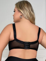 Women's Plus Floral Jacquard Mesh Full Coverage Seamless Bra