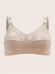 Women's Plus Floral Jacquard Mesh Full Coverage Seamless Bra