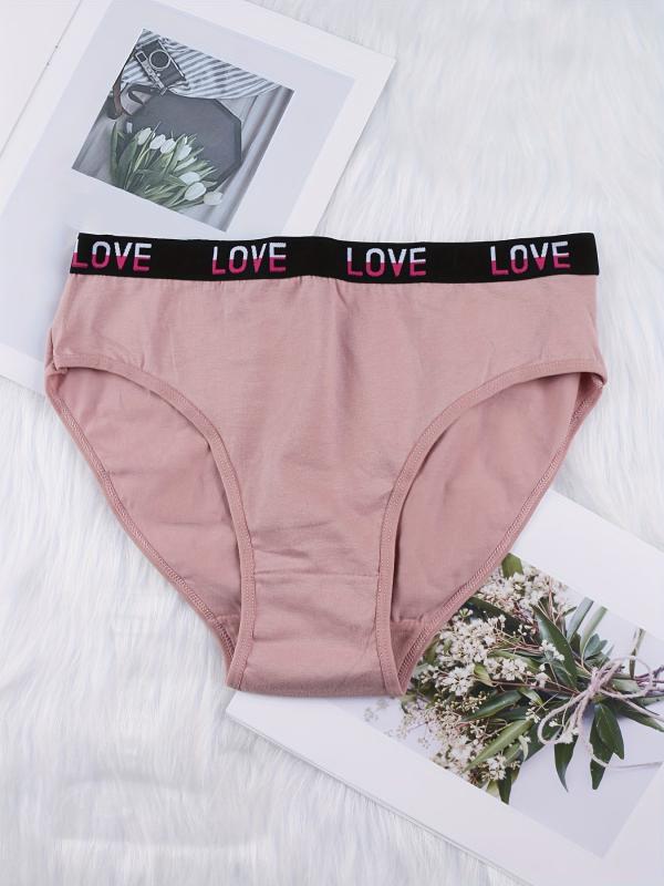 6 Pack Plus Size Casual Brief Set Women's Plus Comfortable Bikini Panties