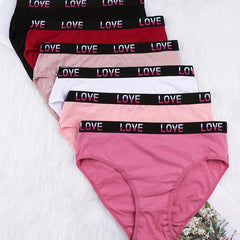 6 Pack Plus Size Casual Brief Set Women's Plus Comfortable Bikini Panties