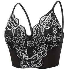 Floral Embroidered Shapewear Longline Bra