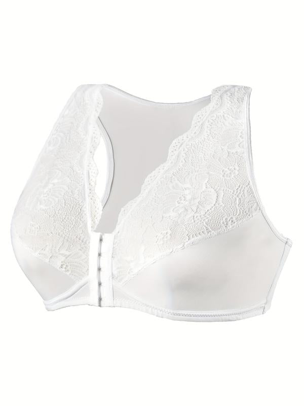 Floral Jacquard Lace Front Seamless Bra Plus Size