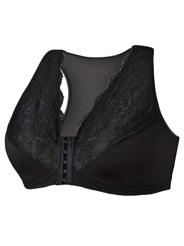 Floral Jacquard Lace Front Seamless Bra Plus Size