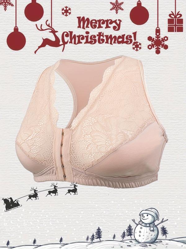 Floral Jacquard Lace Front Seamless Bra Plus Size