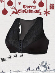 Floral Jacquard Lace Front Seamless Bra Plus Size