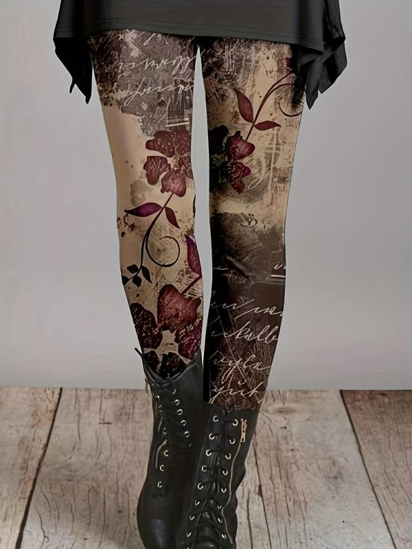 Women's Plus Ombre Floral Print High Rise Skinny Leggings