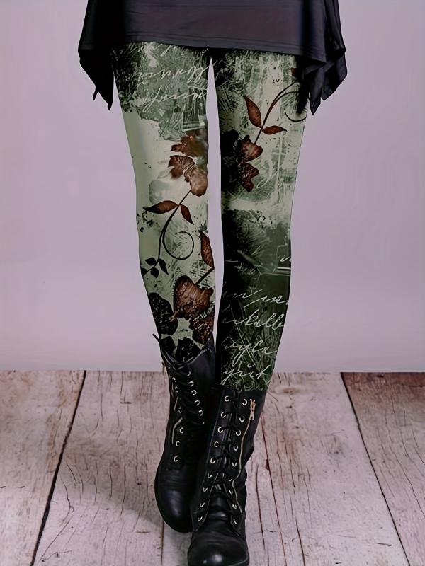 Women's Plus Ombre Floral Print High Rise Skinny Leggings