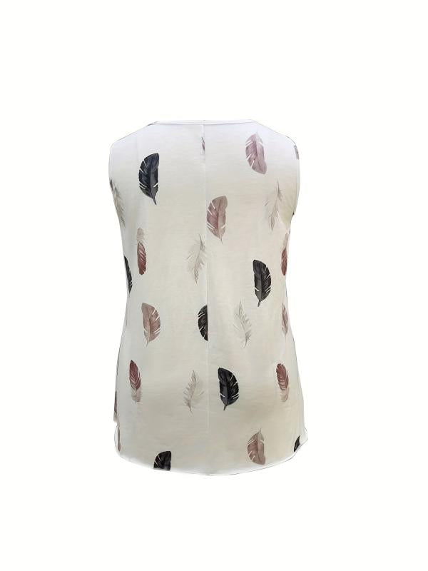 Women's Plus Leather Print V Neck Tank Top Blouse