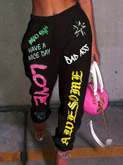 Sporty Plus Star & Art Print Stretch Pants