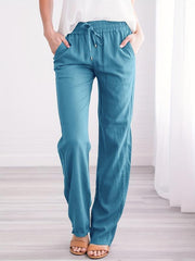 Women's Plus Elastic Drawstring Straight Leg Pants